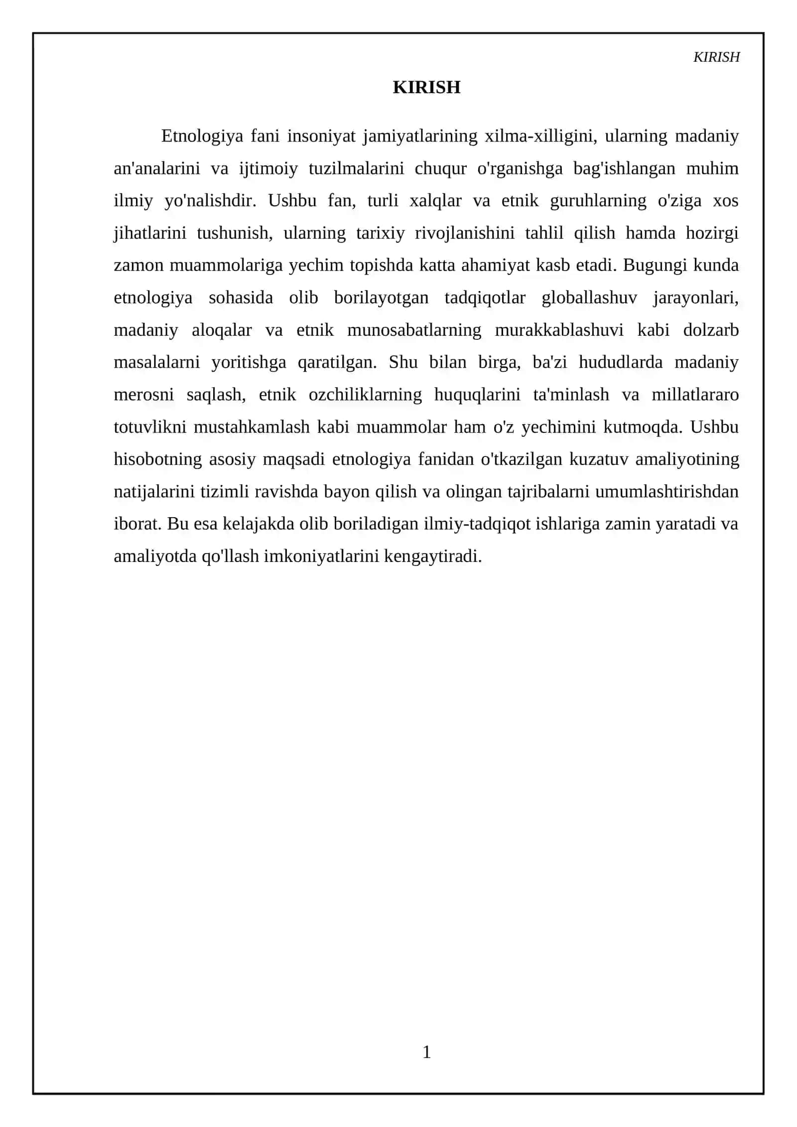 Etnologiya fanidan kuzatuv amaliyot hisoboti 3