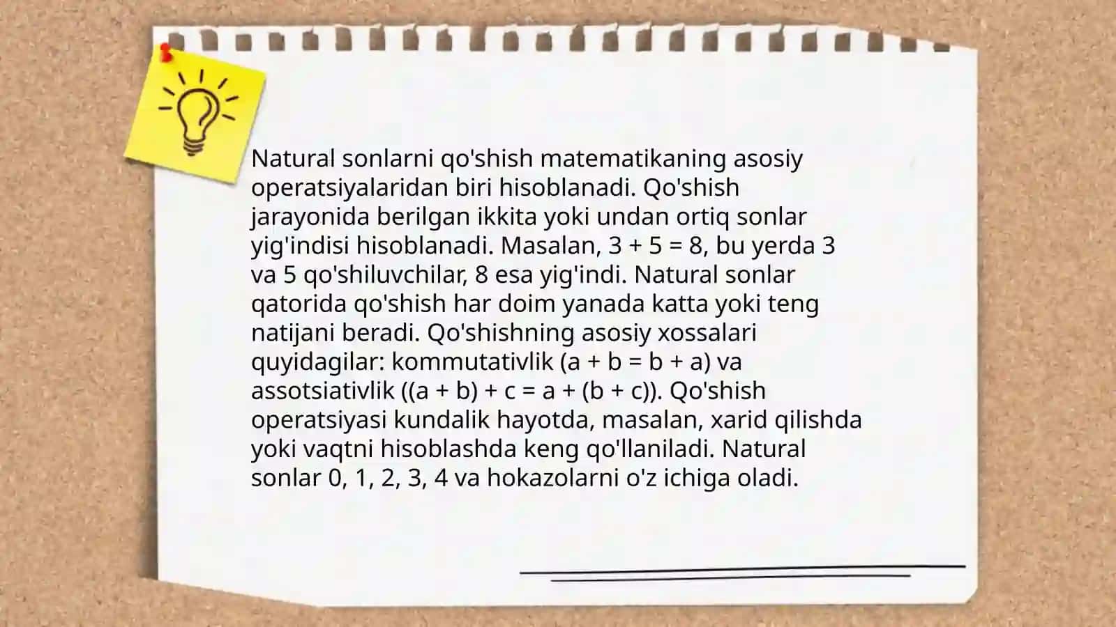 Natural sonlar ustida amallar 3