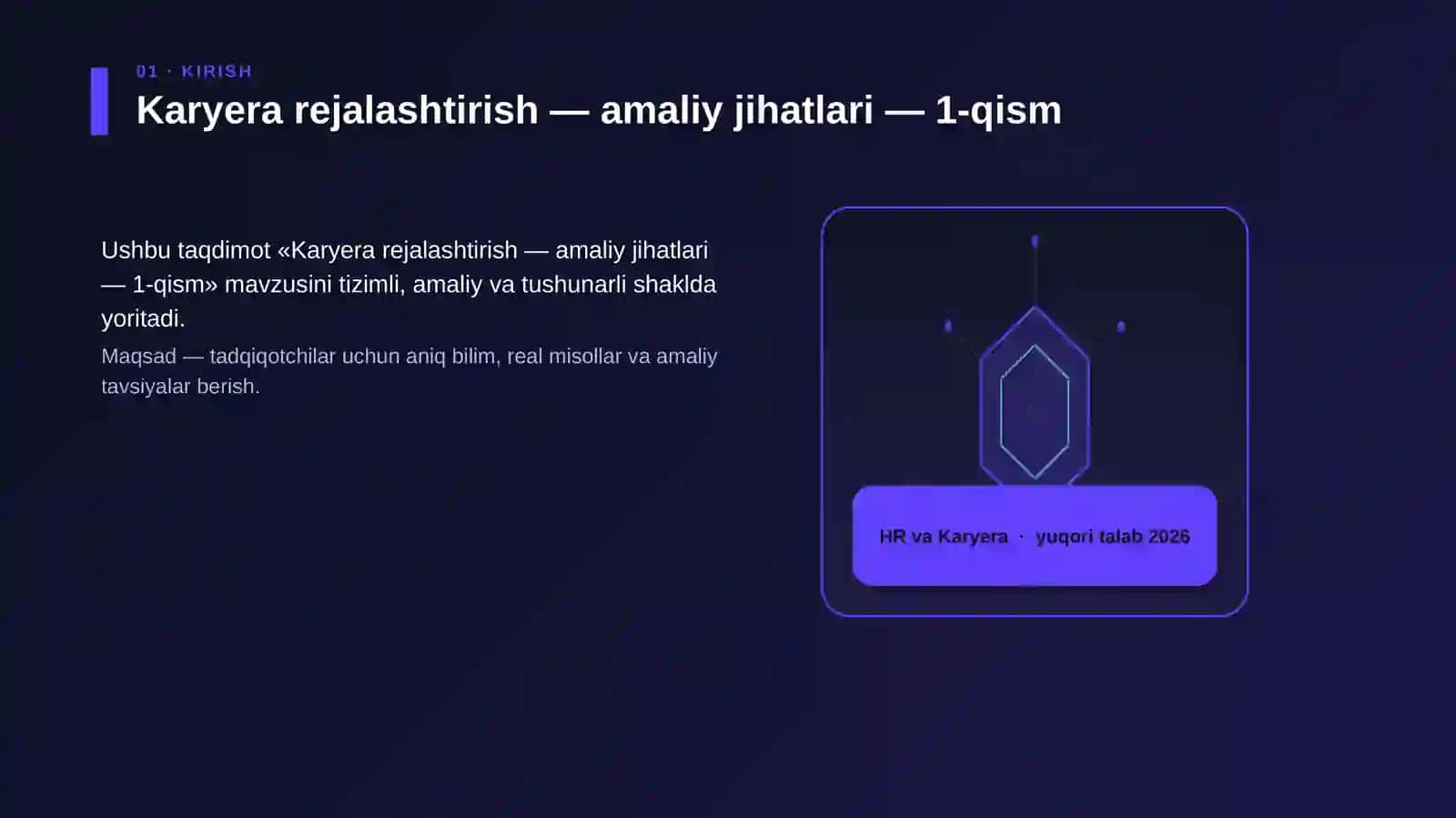 Karyera rejalashtirish — amaliy jihatlari — 1-qism 3