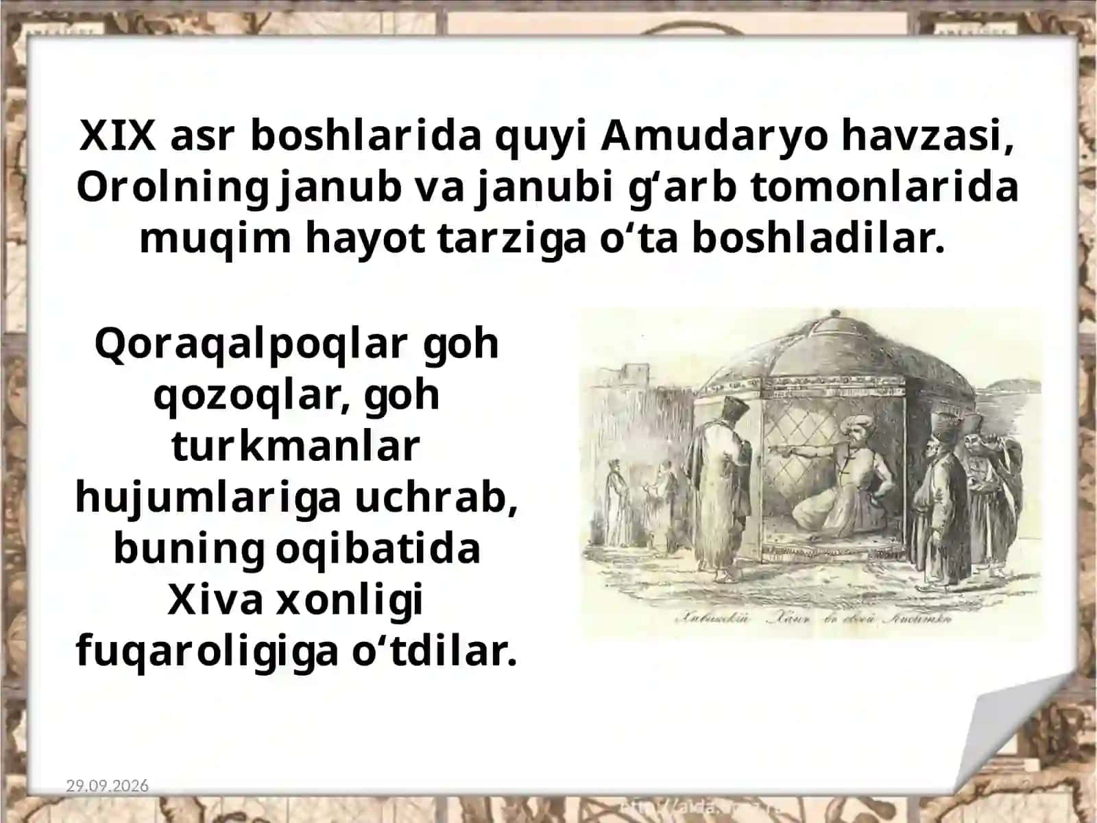 XIX asrning ikkinchi yarmi– XX asr boshlarida Qoraqalpoqlarning hududiy joylashuvi va ijtimoiy hayoti 3