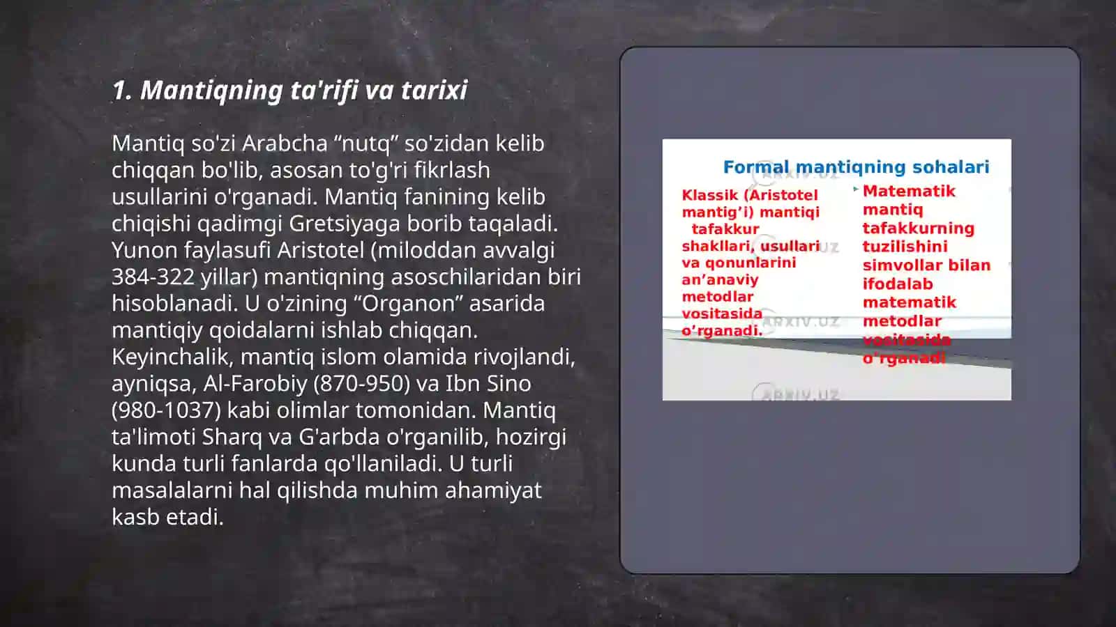 Mantiqning ta'rifi va tarixi 3