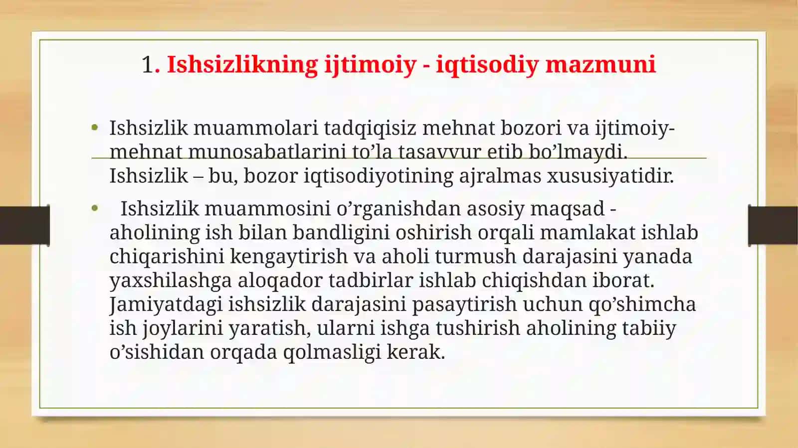 BANTLIK DARAJASI VA ISHSIZLIK IQTISODIY FAROVONLIKKATAʼSIRQILUVCHI MUHIMKOʻRSATKICHLAR 3