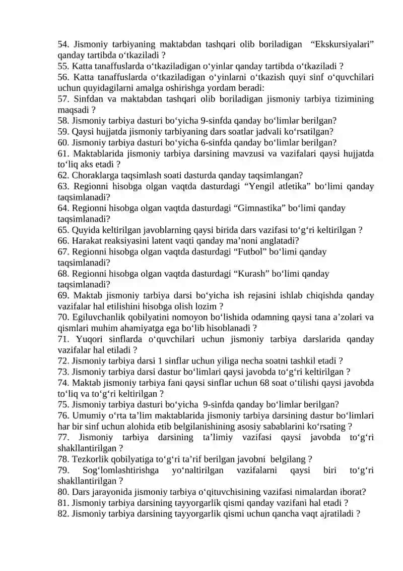 Maktabgacha yoshdagi bolalar uchun jismoniy tarbiya test savollari 3
