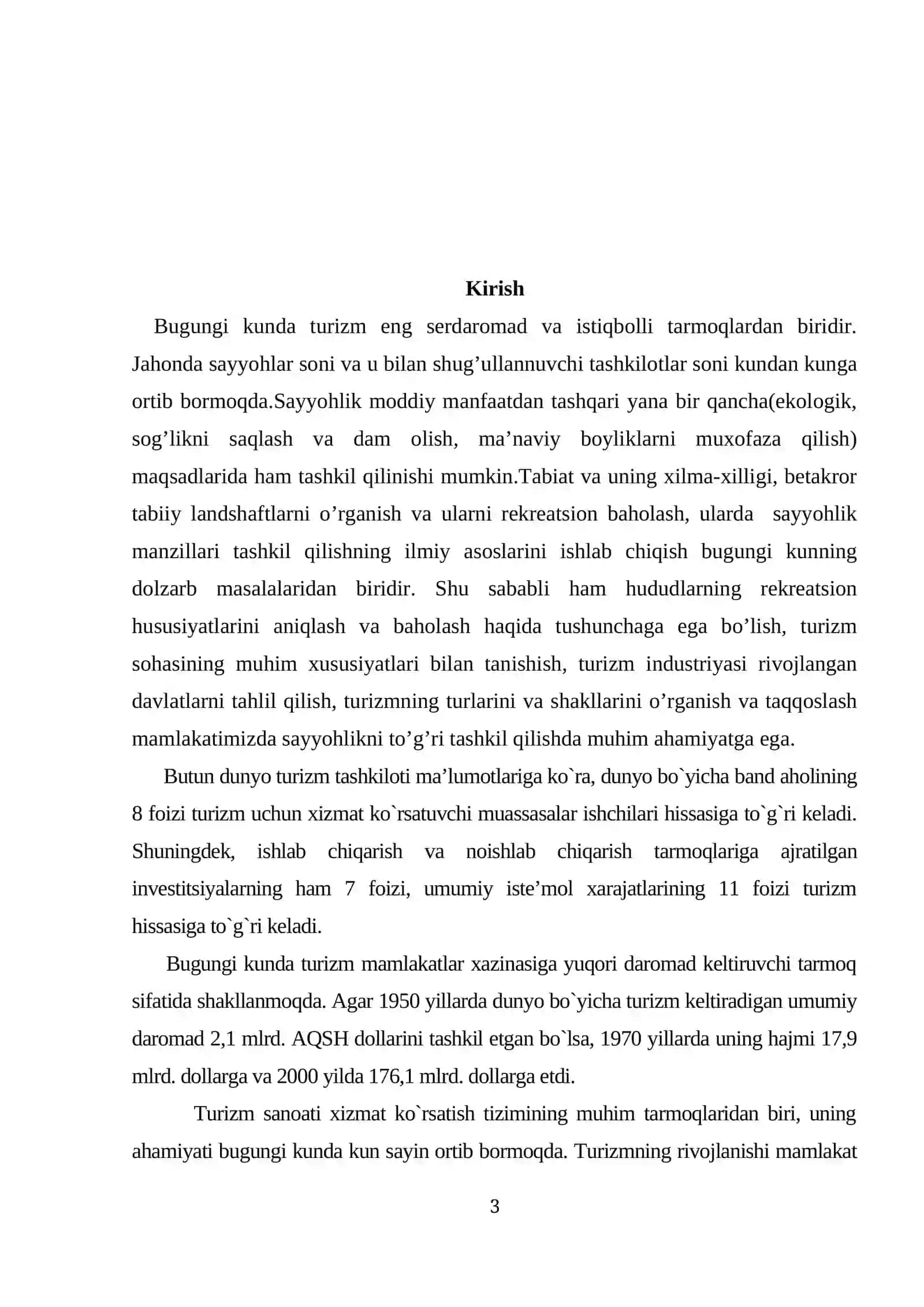 Jahon turizm resurslari, ularning turlari va uni joylashtirishning geografik omillari 3