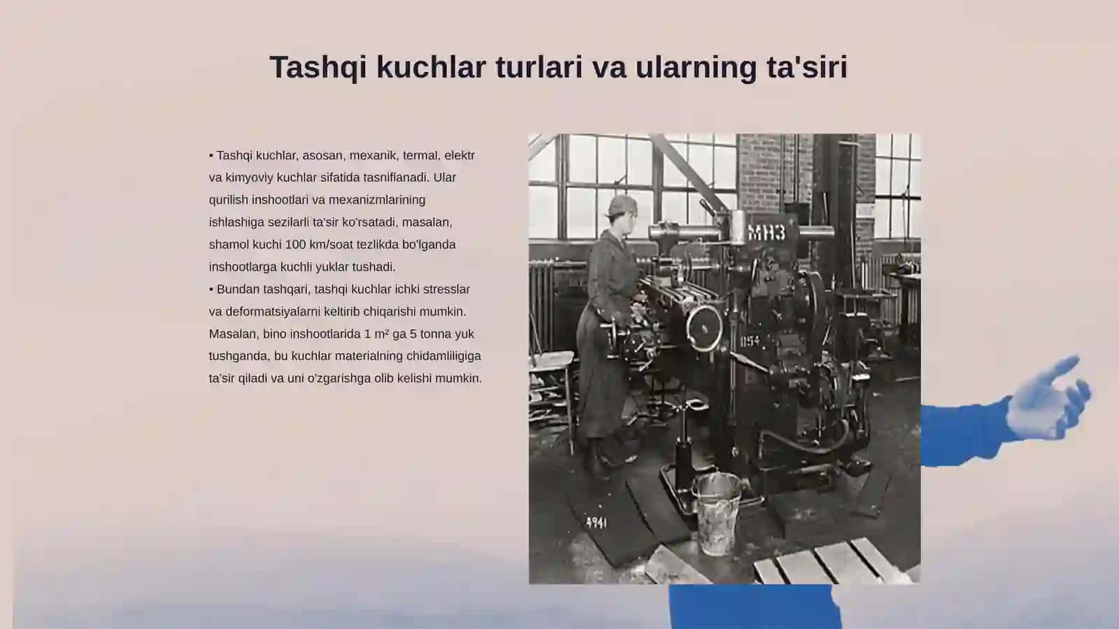 Bino inshoot va mashina mexanizm konstruksiya elementlariga ta‘sir etuvchi tashqi kuchlarning klassifikatsiyasi 3