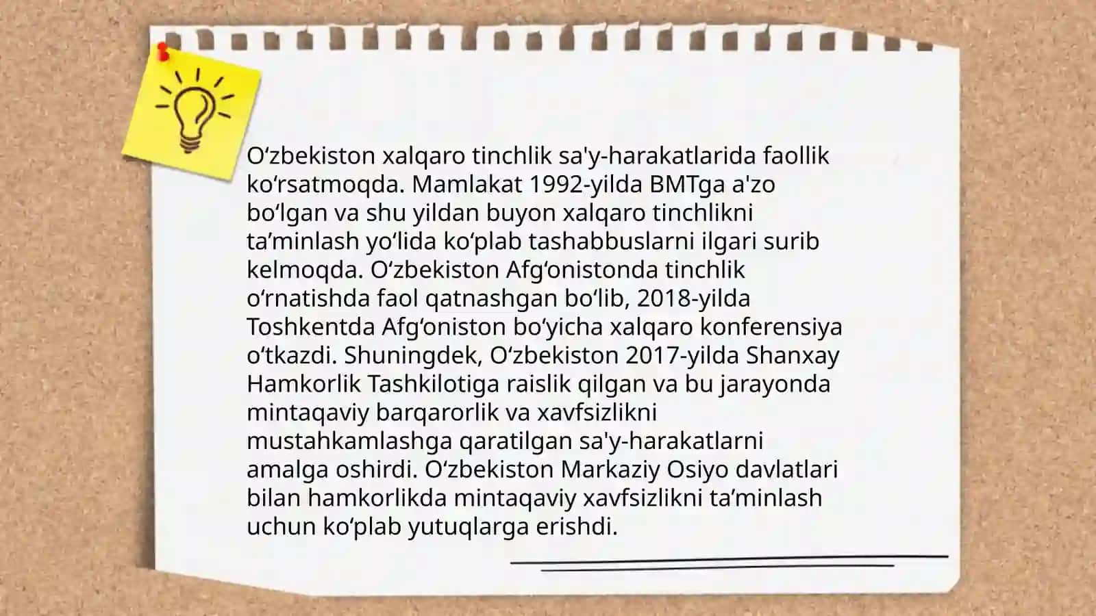 O‘zbekistonning Markaziy Osiyoda tinchlik va barqarorlikni ta’minlashdagi o‘rni 3