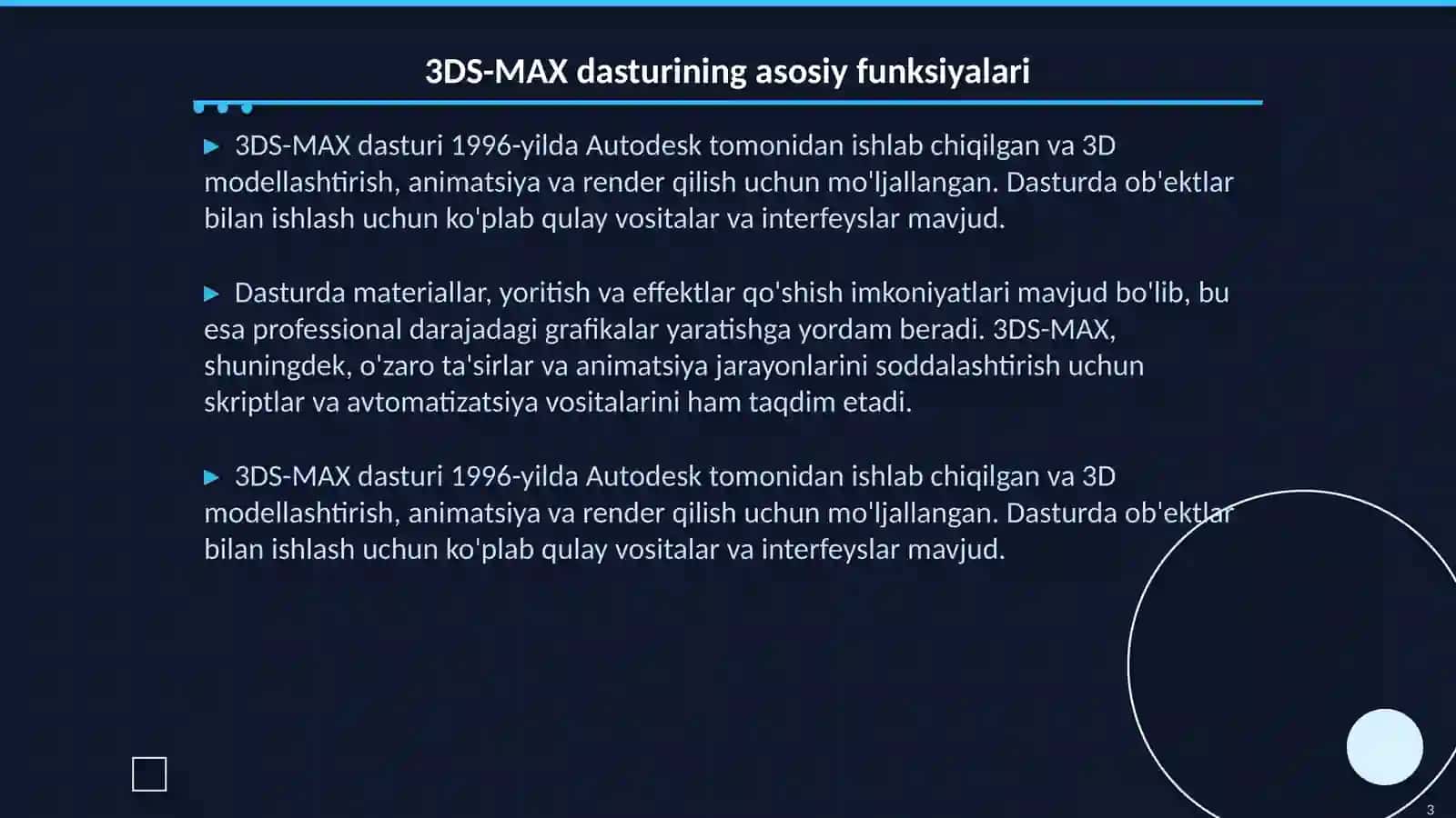 3DS-MAX dasturida obyektlar ustida bajarilgan operatsiyalar 3