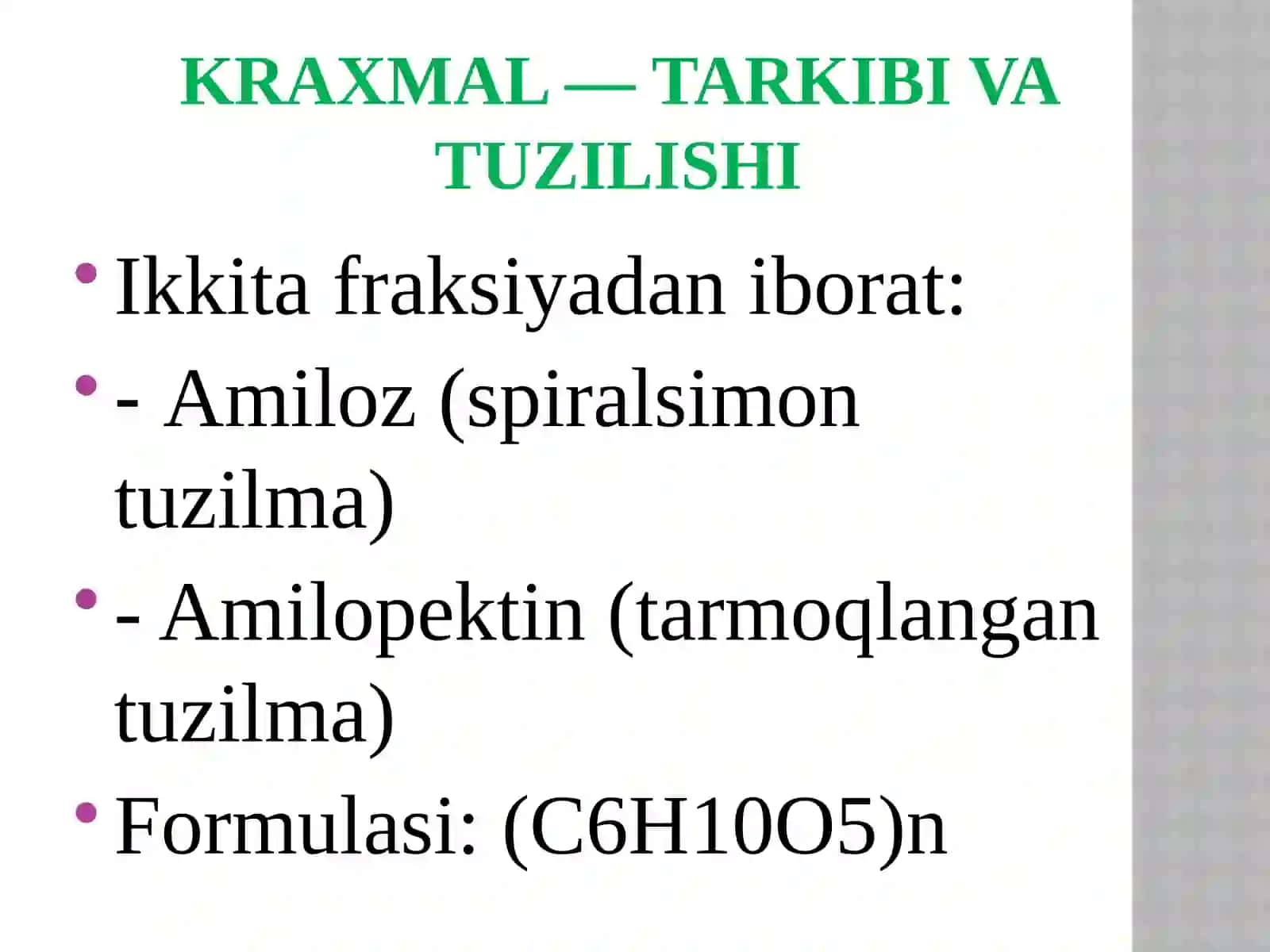 Polisaxaridlar: Kraxmal va Sellyuloza 3