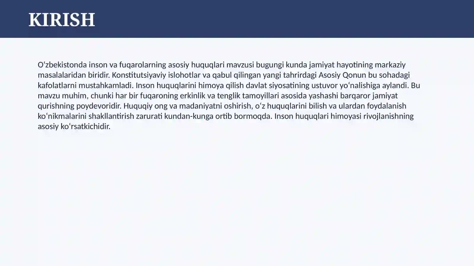 O'ZBEKISTONDA INSON VA FUQAROLARNING ASOSIY HUQUQLARI 3