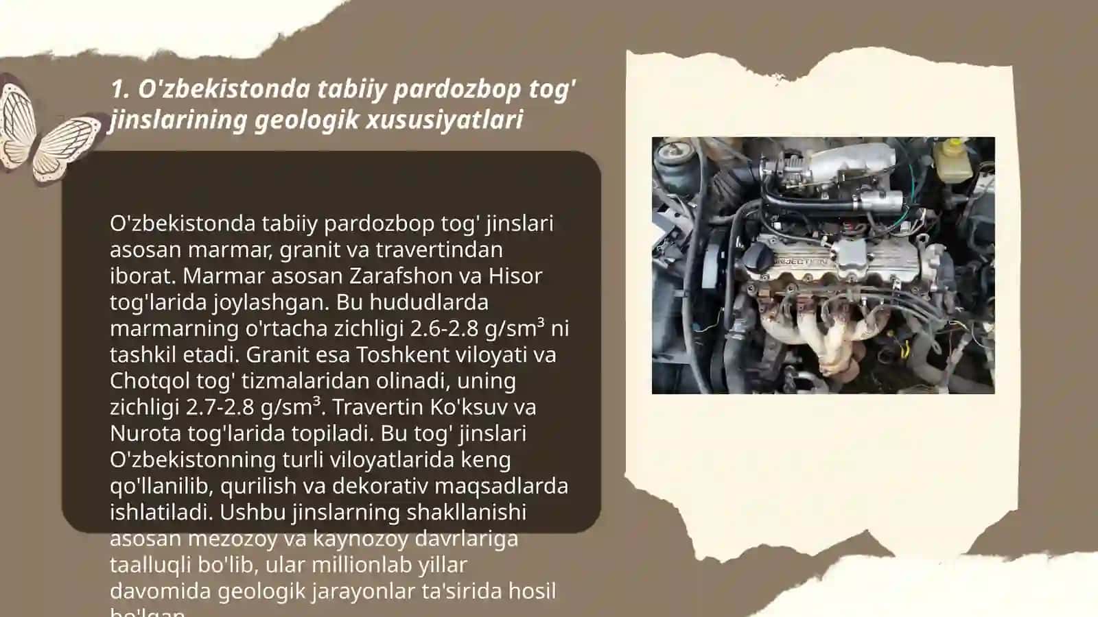 O'zbekistonda tabiiy pardozbop tog' jinslari geologiyasi,tabiiy pardozbop tosh materiallarining zaxiralari ularni qazib olish tartiblari va texnalogiyalar,Xorijiy davlarda tabiiy tosh materiallari 3