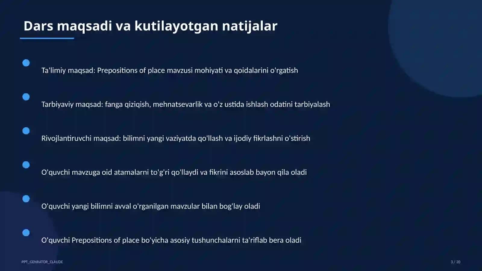 Prepositions of place (4-sinf) 3