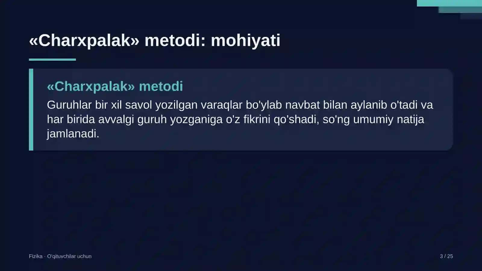 fizika darslarida charxpalak metodidan foydalanish 3093 3