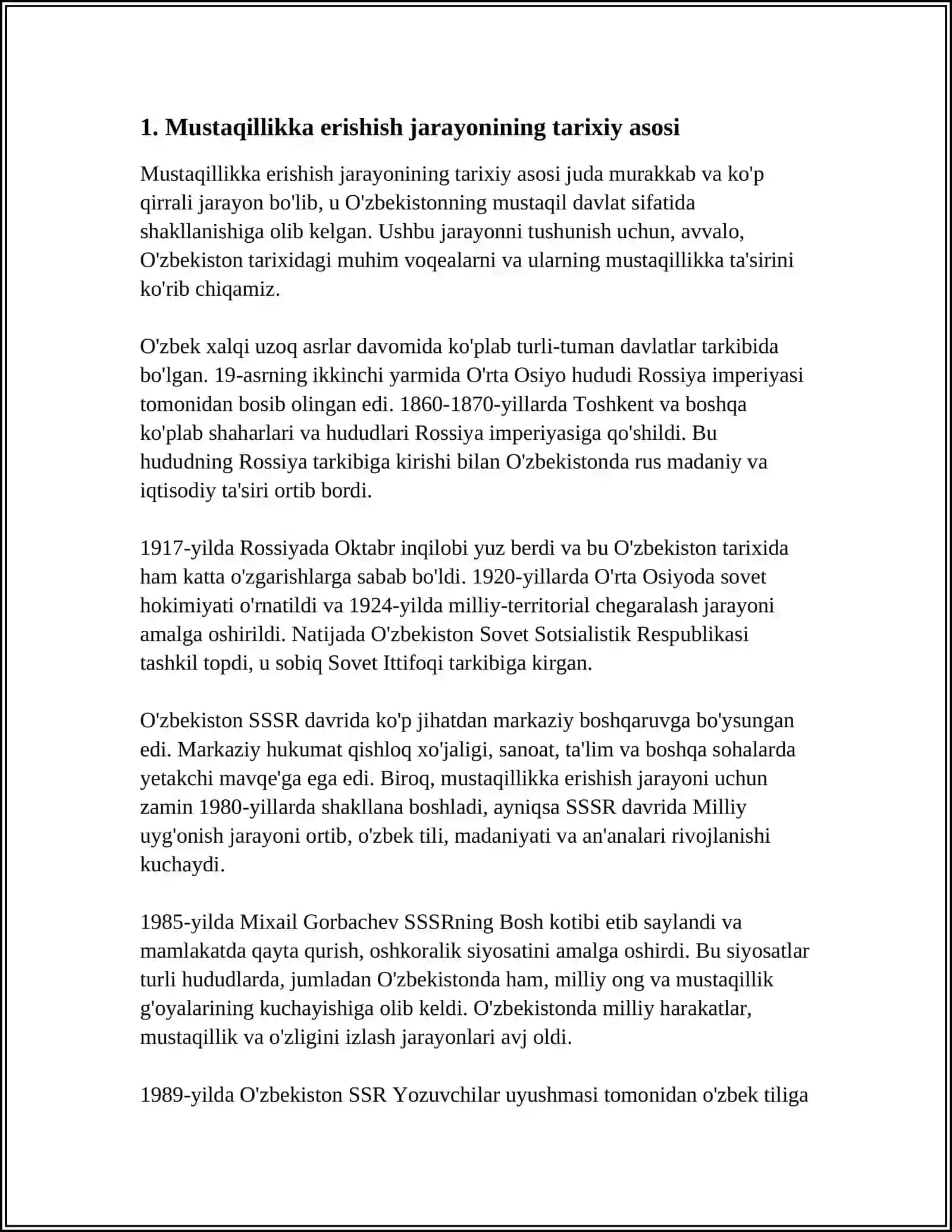 MUSTAQILLIKA ERISHISH ARAFASIDA ÒZBEKISTONDAGI IJTIMOIY SIYOSIY JARAYONLAR 3