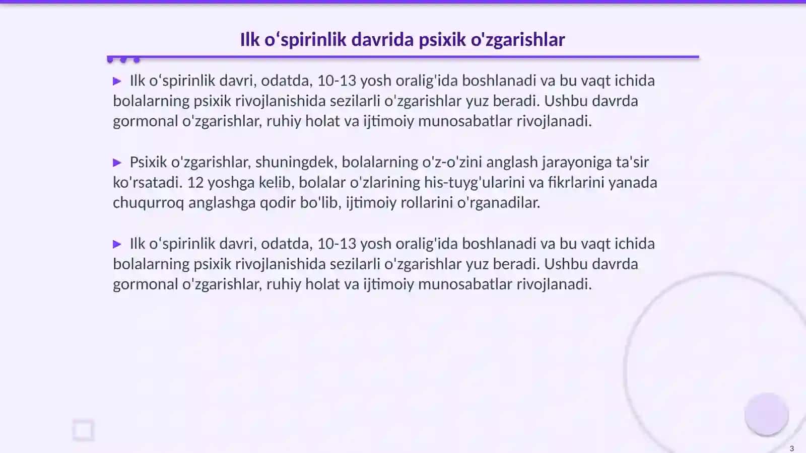 Ilk oʻspirinlik va oʻspirinlik davrida psixik rivojlanish xususiyatlari 3