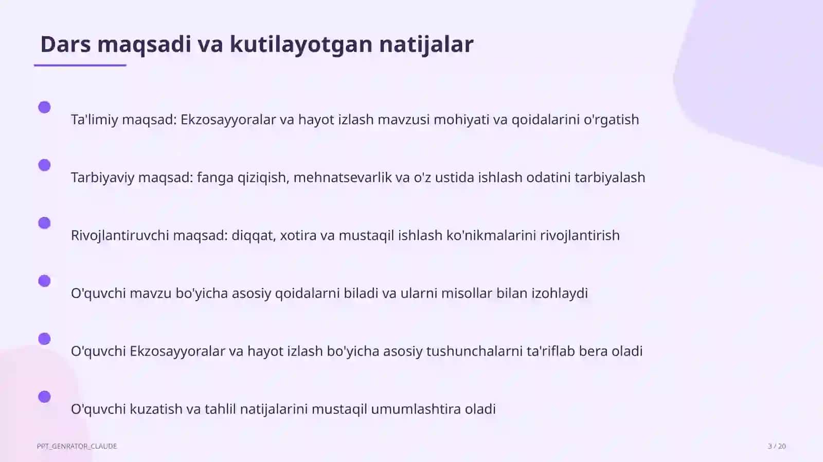Ekzosayyoralar va hayot izlash (11-sinf) 3