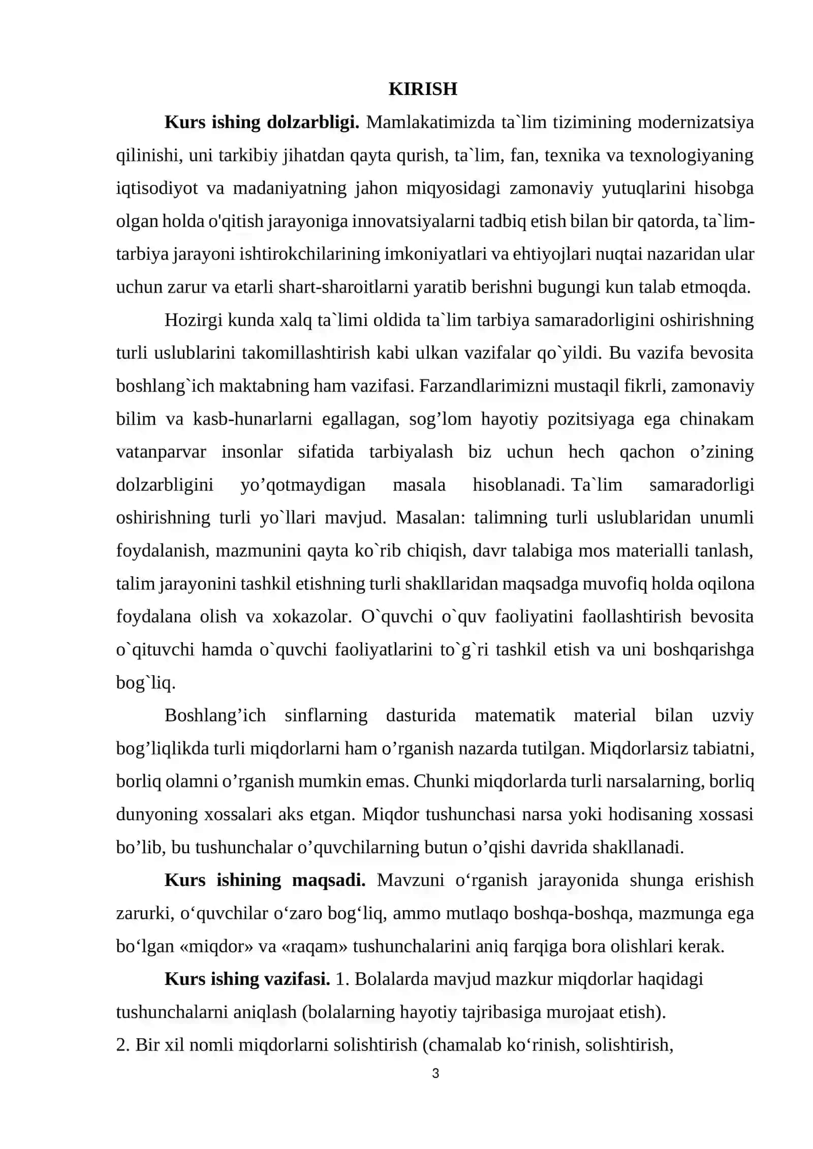 Asosiy miqdorlar ustida ishlash metodikasi 3