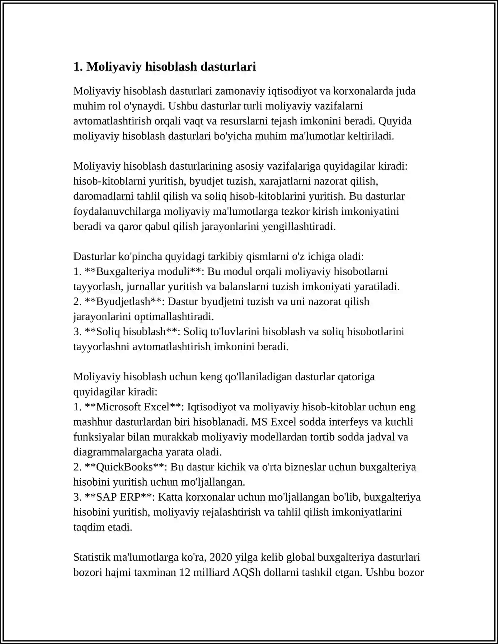 Moliyaviy hisoblash dasturlari 3