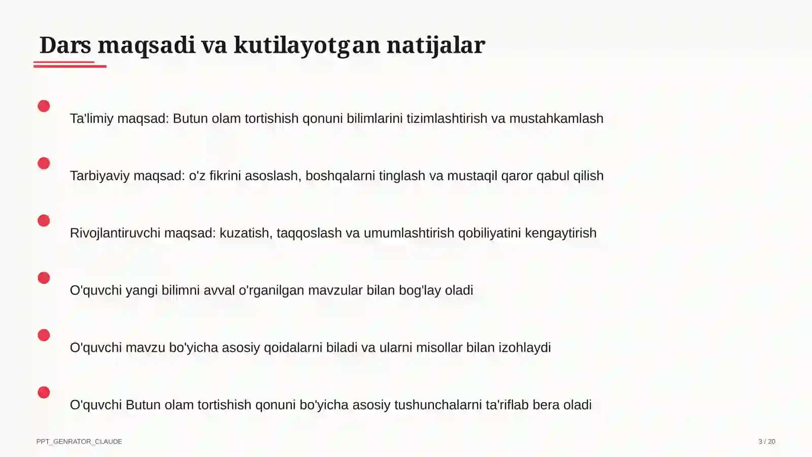 Butun olam tortishish qonuni (9-sinf) 3