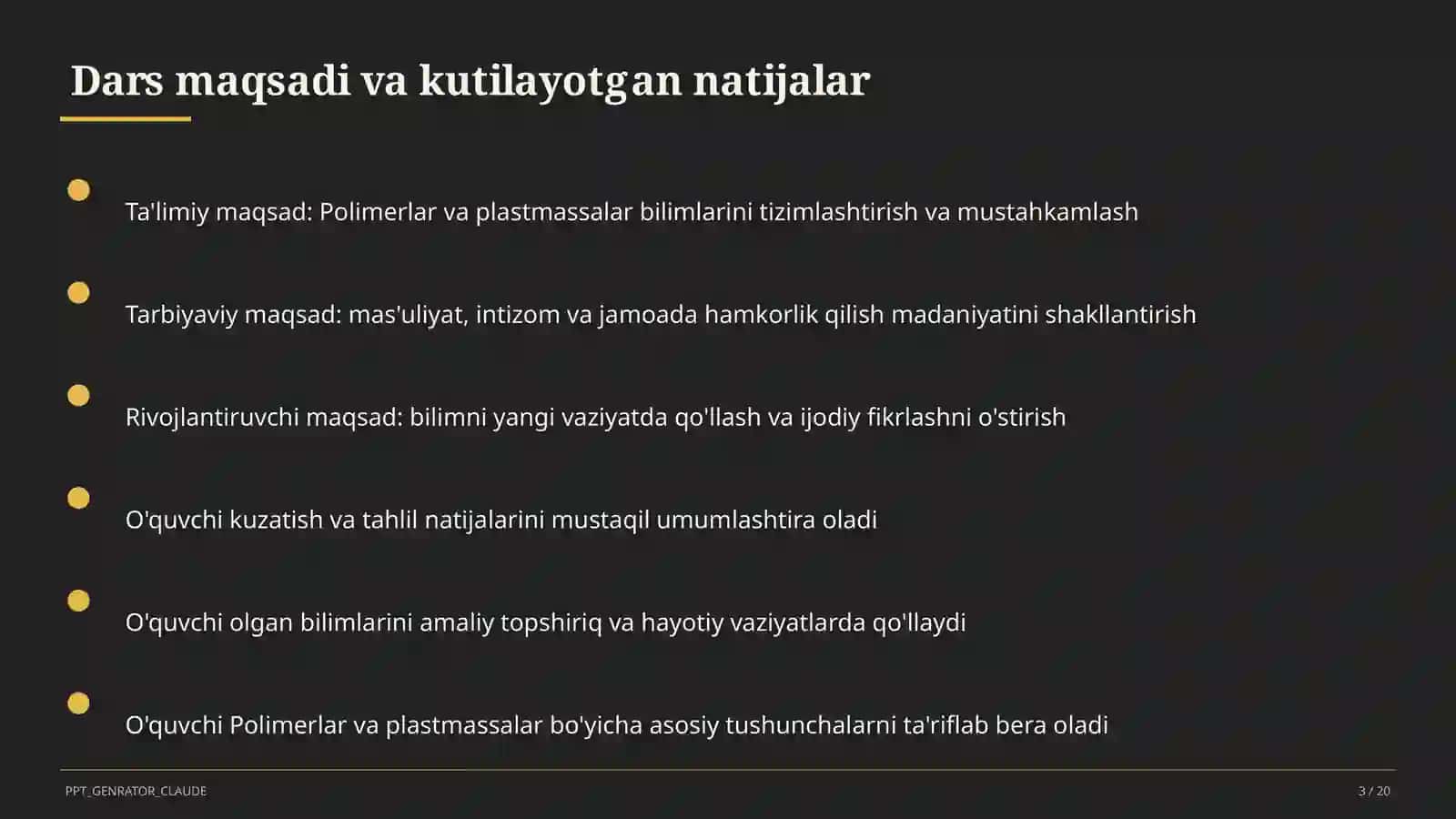 Polimerlar va plastmassalar (11-sinf) 3