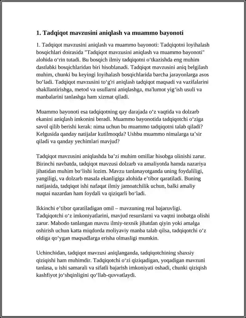 TADQIQOTNI LOYHALASH BOSQICHLARI 3