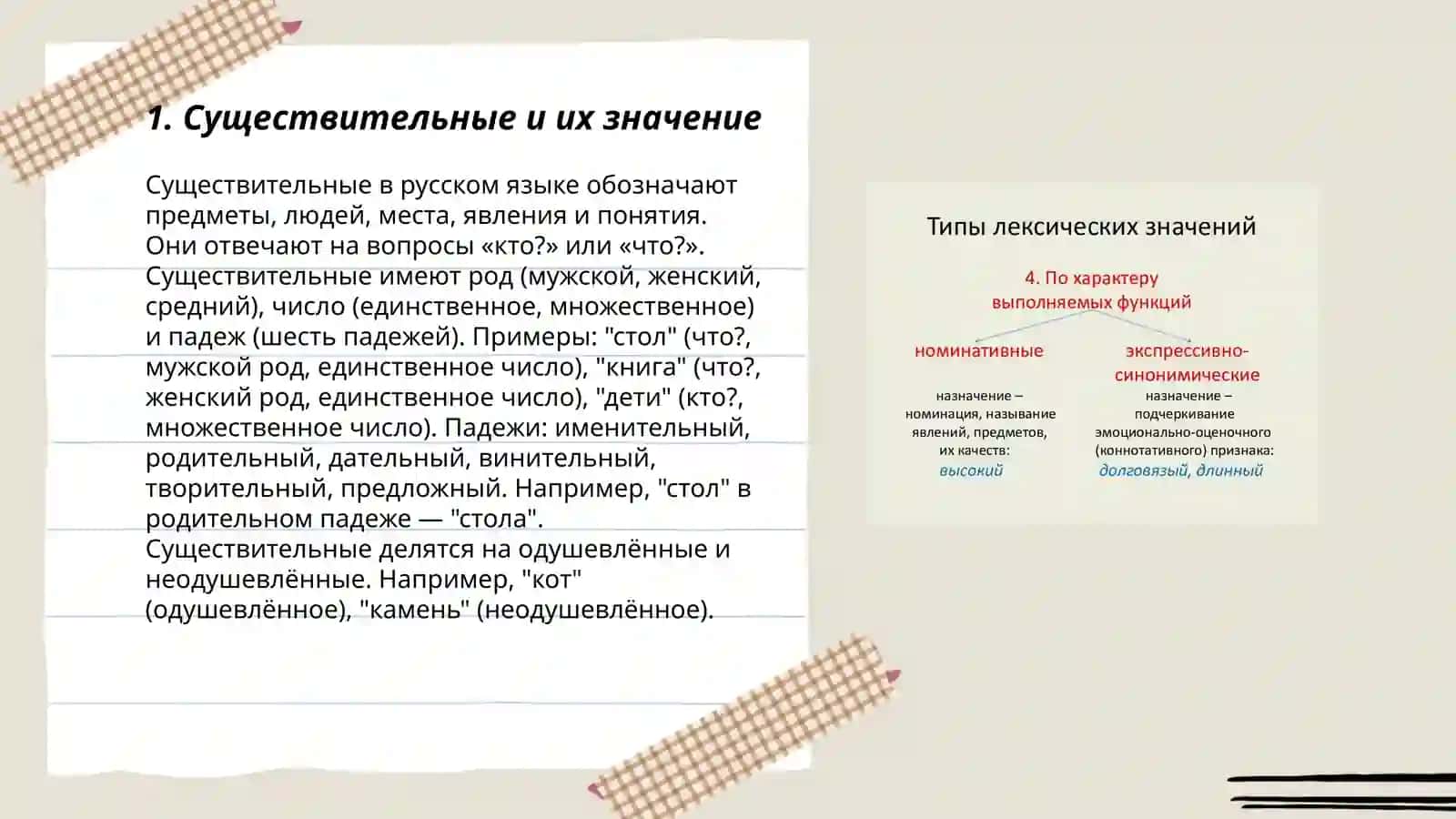 Типы слов, значение слов 3