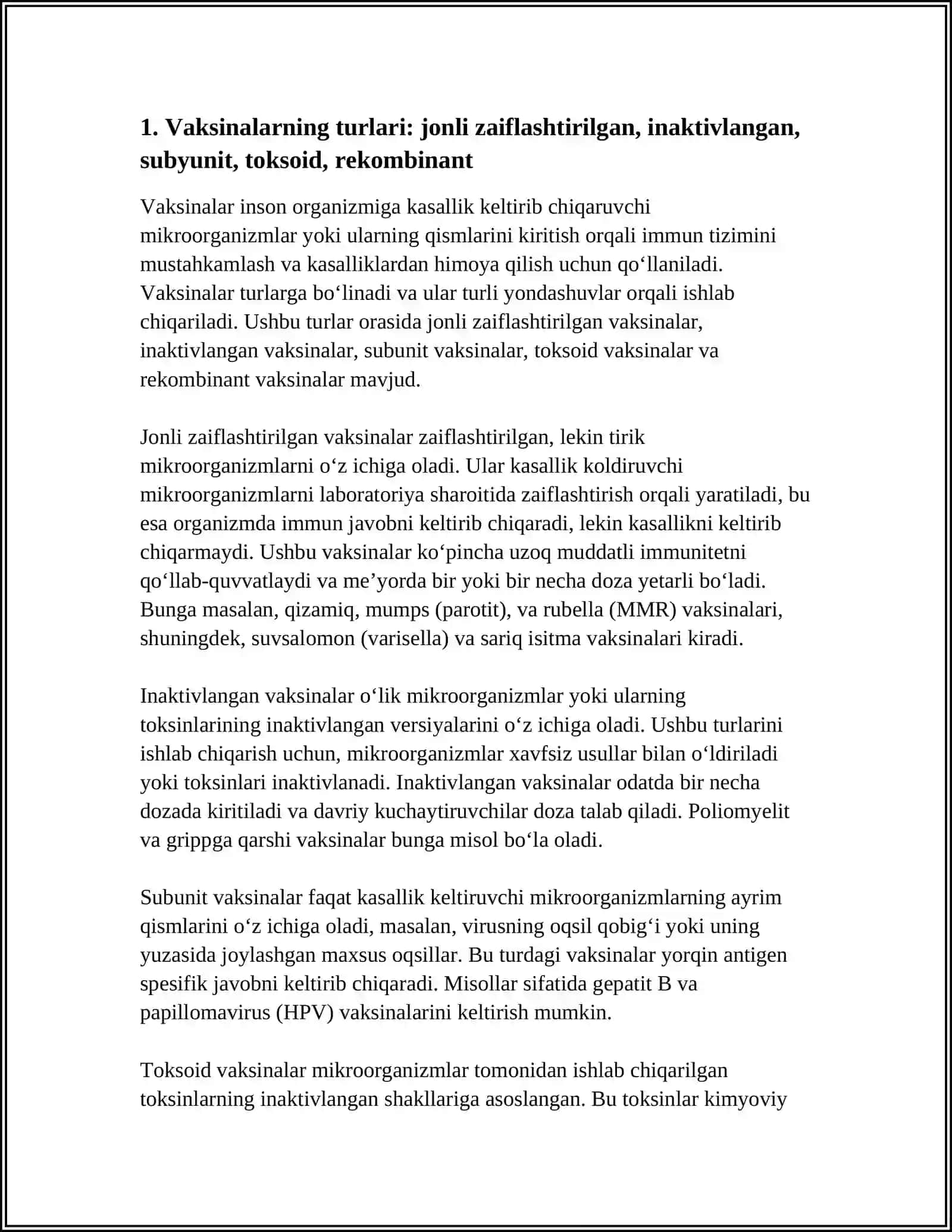 VAKSINA VA IMMUN ZARDOBLAR. ULARNI OLISH USULLARI, ISHLATILISHI 3