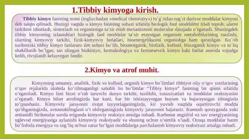 Tibbiykimyogakirish 3