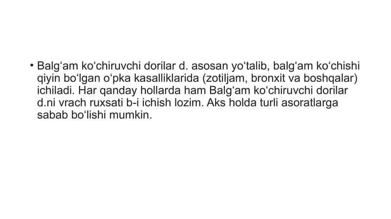 Yo`talga qarshi vositalar va Balg`am ko`chiruvchi vositalar 3