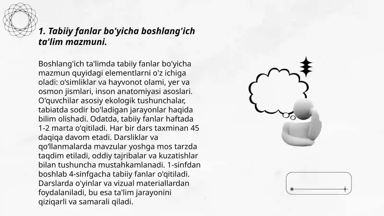 Boshlangʻich maktablarda tabiiy fanlarning mazmuni, o'quv dasturining tahlili 3