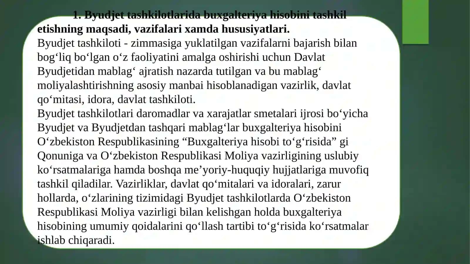Byudjet TASHKILOTLARIDA Byudjet HISOBINI TASHKIL ETISHNINIG NAZARIY-USLUBIY ASOSLARI 3