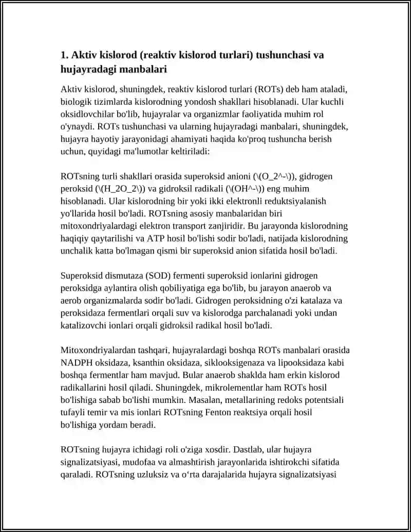 Aktiv kislorodning hujayra hayotiy jarayondagi ahamiyati 3
