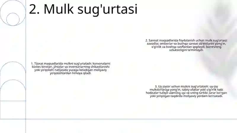 Sugurta Xizmatlaridan Foydalanish Sohalari Boyicha Tasniflash 3