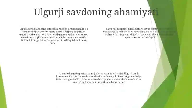 Ulgurji Savdo Haqidagi Slayd 3