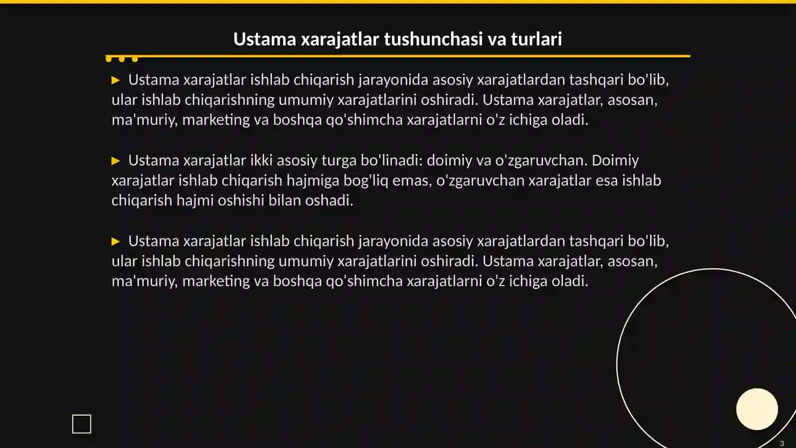 Ishlab chiqarishga ustama xarajatlarni yutish stavkalarini aniqlash 3
