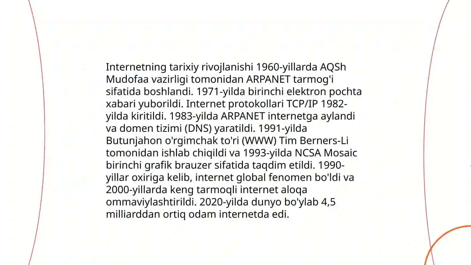 Internet.Internet va internet tarmogi ularni tashkil etish.Internetga boglanish usullari 3