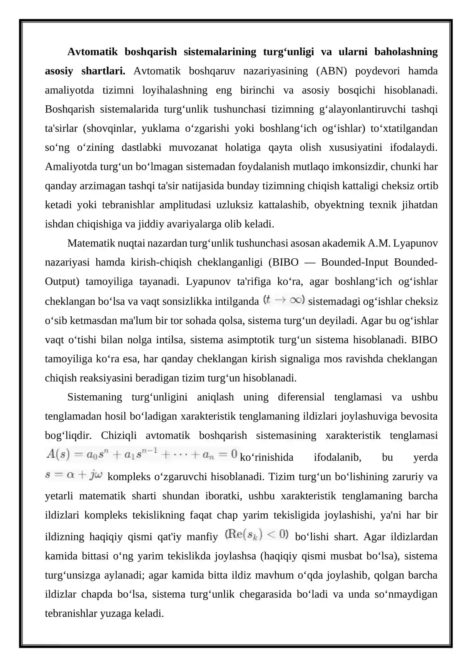 Gurvesning chastota kriteriyasi orqali boshqarish sistemasini turg‘unligini tadqiq qilish 3