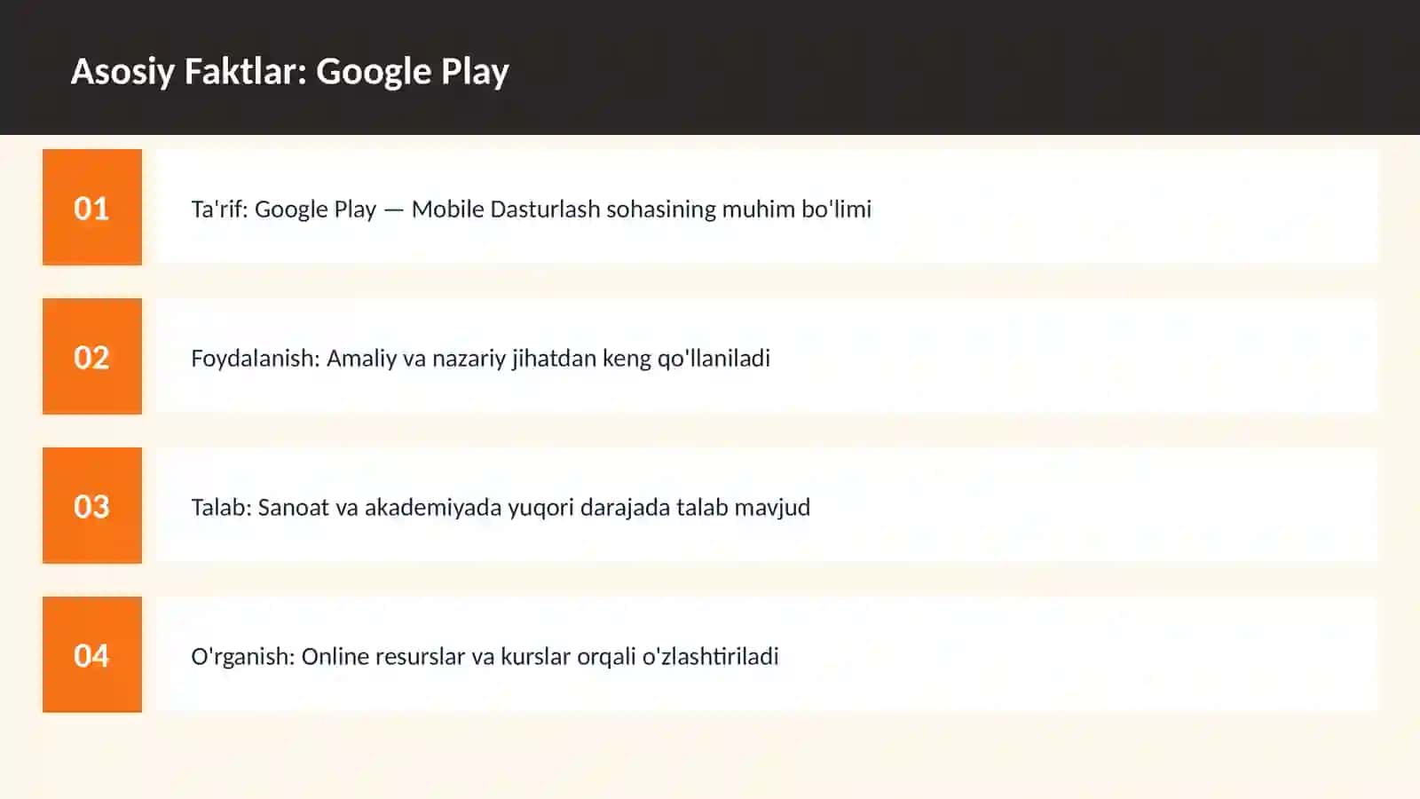 Google Play — Mobile Dasturlash sohasining muhim bo'limi 3