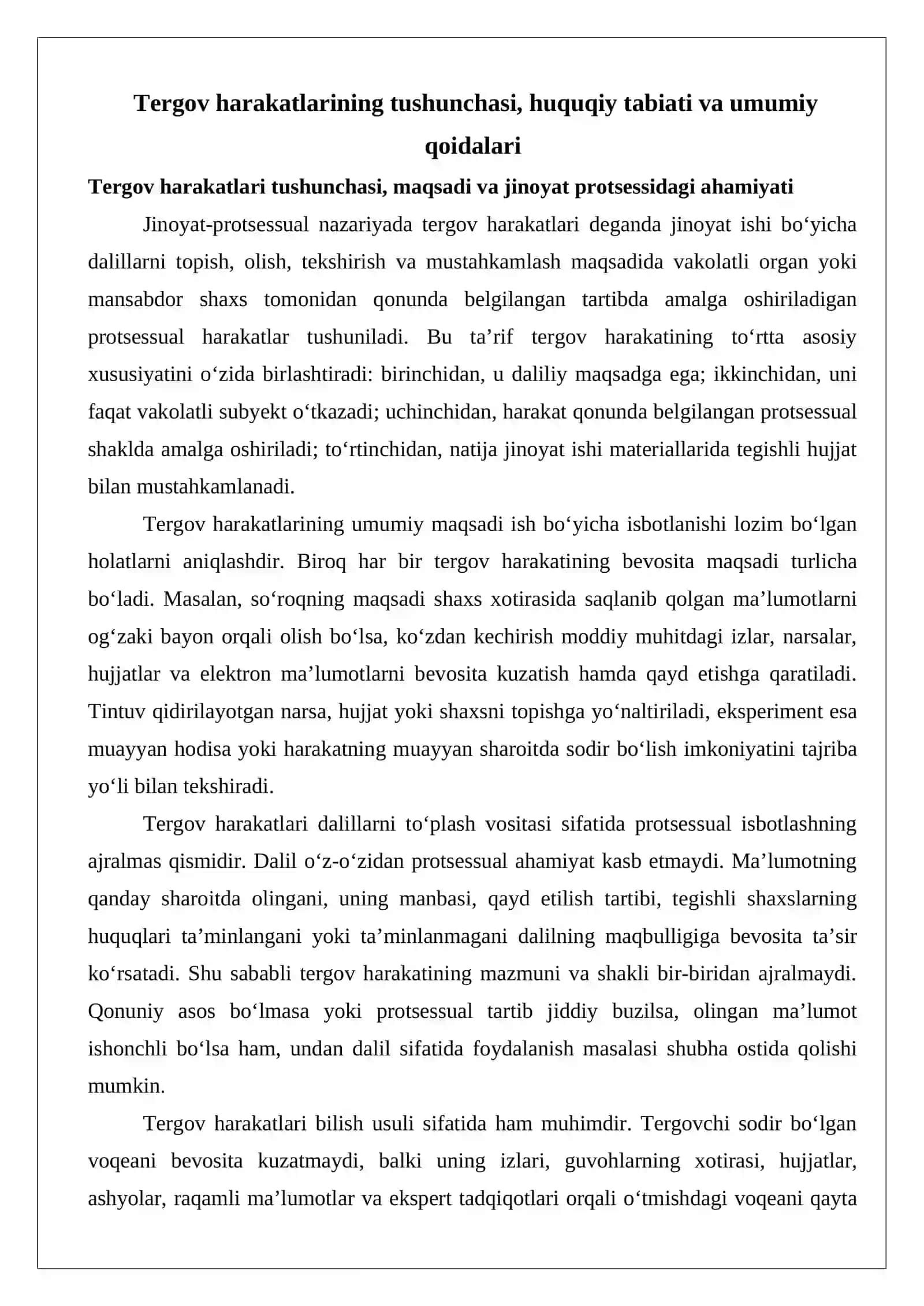 Tergov harakatlari tushunchasi va turlari 3