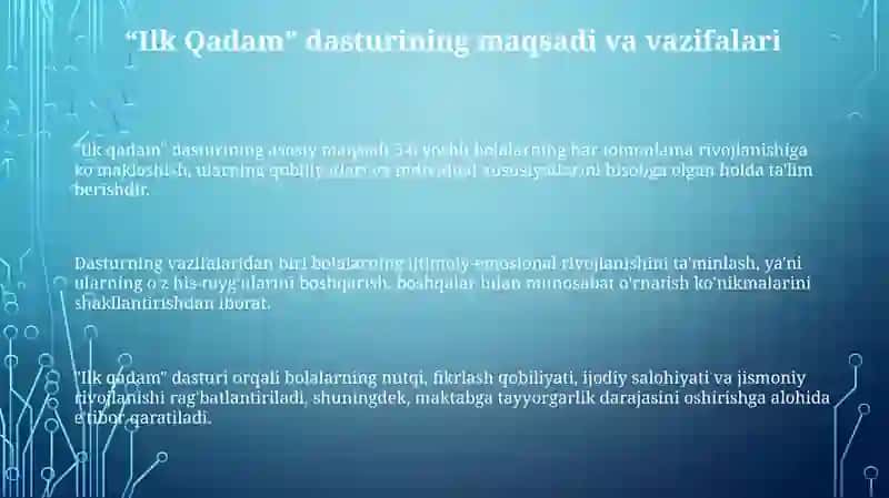 Davlat maktabgacha ta’lim tashkilotlarida ,,Ilk qadam’’ va ‘’Takomillashgan ilk qadam’’ 3
