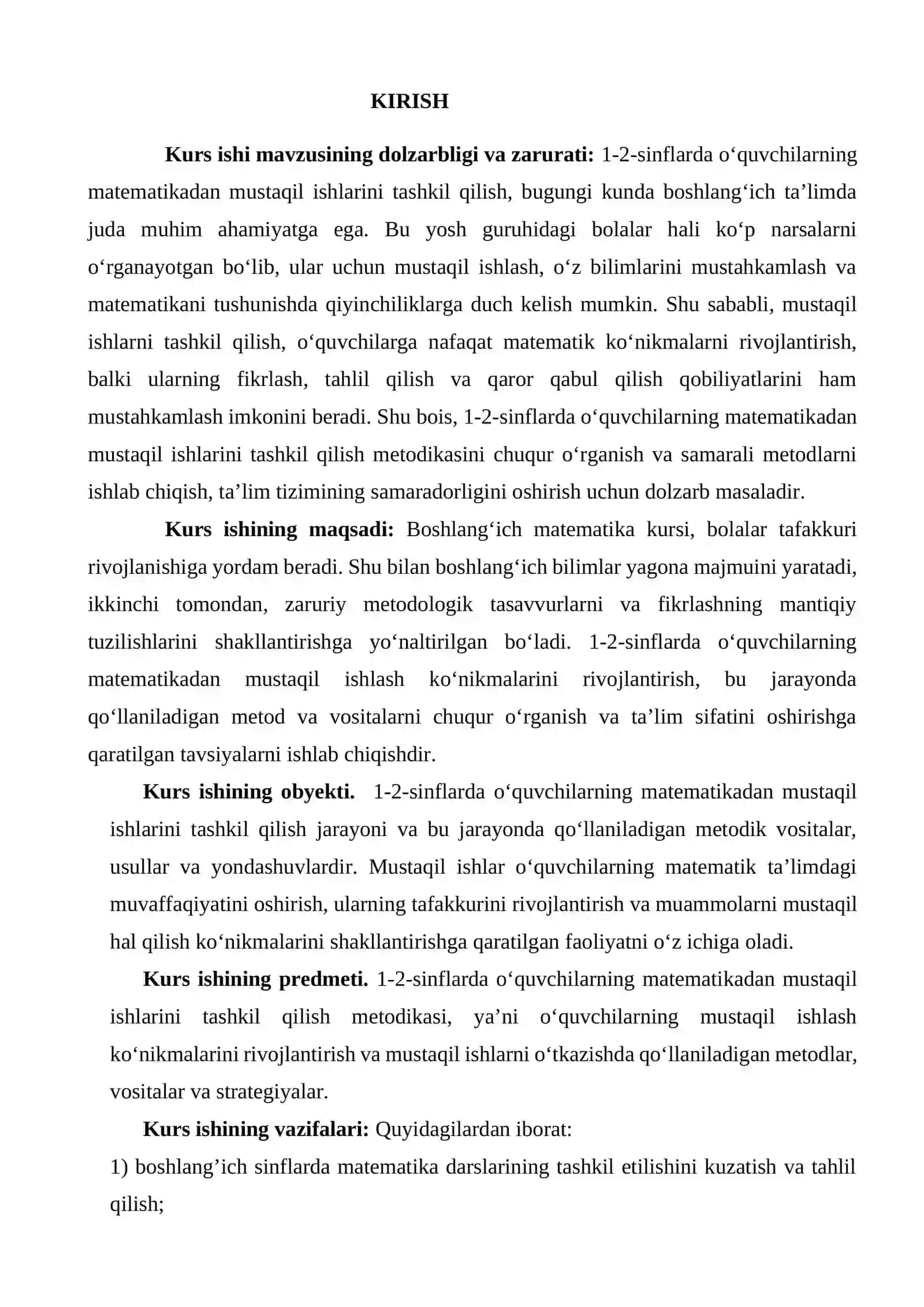 BOSHLANG‘ICH SINFLARDA O‘QUVCHILARNING MATEMATIKADAN MUSTAQIL ISHLARINI TASHKIL QILISH METODIKASI 3