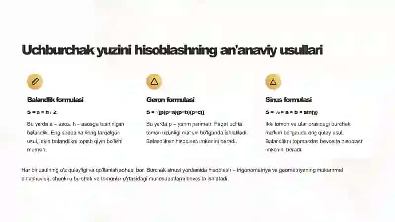 Uchburchak yuzini burchak sinusi yordamida hisoblash 3