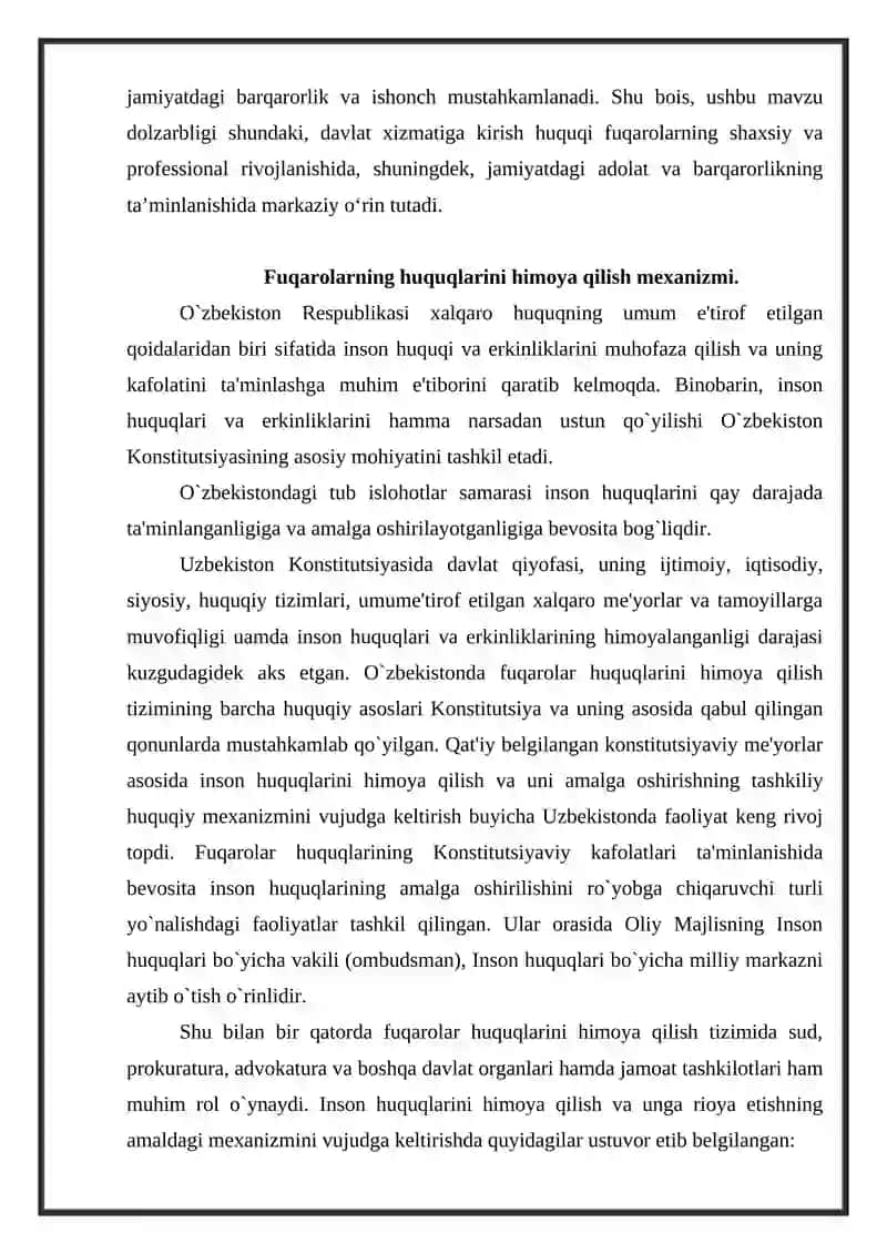 Fuqarolarning davlat xizmatiga kirish huquqi. 3