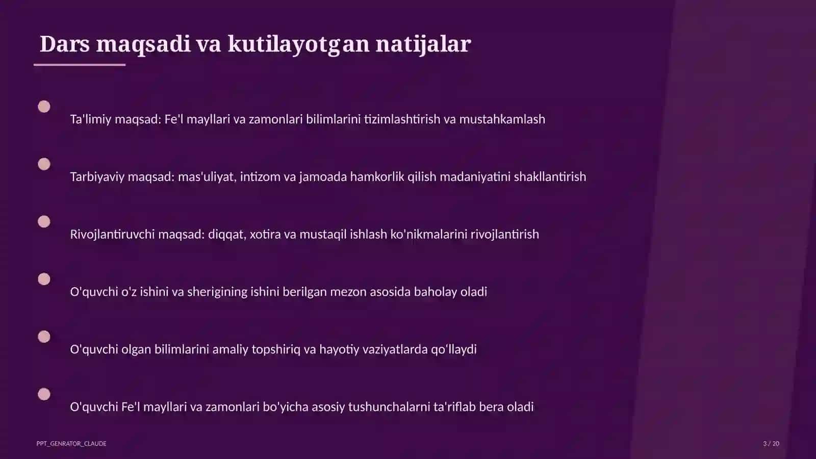 Fe'l mayllari va zamonlari (7-sinf) 3