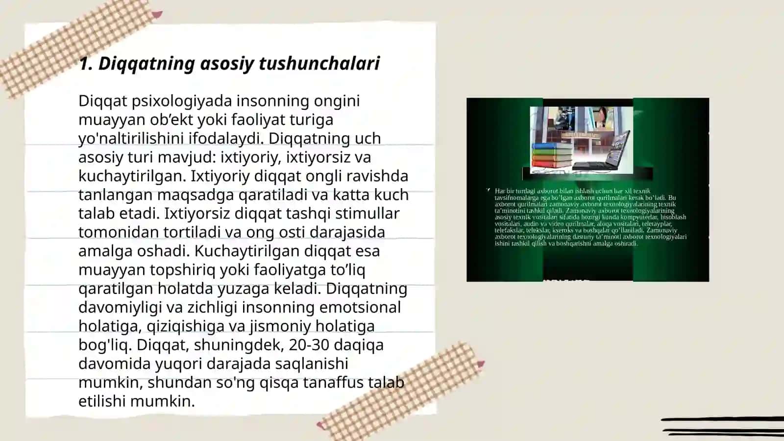 Diqqat turlari va xususiyatlari 3
