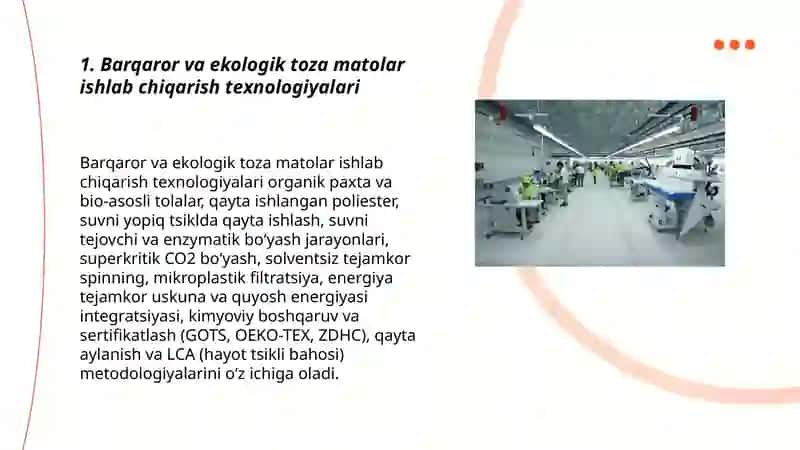 Yengil sanoat va to'qimachilikning zamonaviy rivojlanishi: innovatsiyalar, ekologiya, texnologiyalar va global raqobat 3