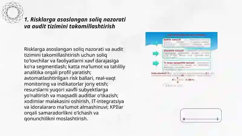 Soliq tizimida moliyaviy monitoring va soliq nazoratining samaradorligini oshirish usullari 3