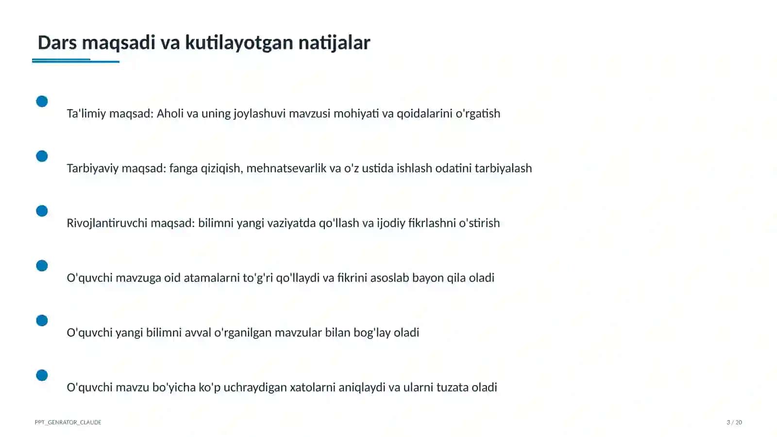 Aholi va uning joylashuvi (6-sinf) 3