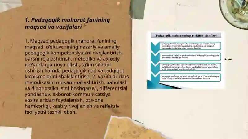 Pedagogik mahorat fanining vazifalari va asosiy tarkibiy qismlar 3