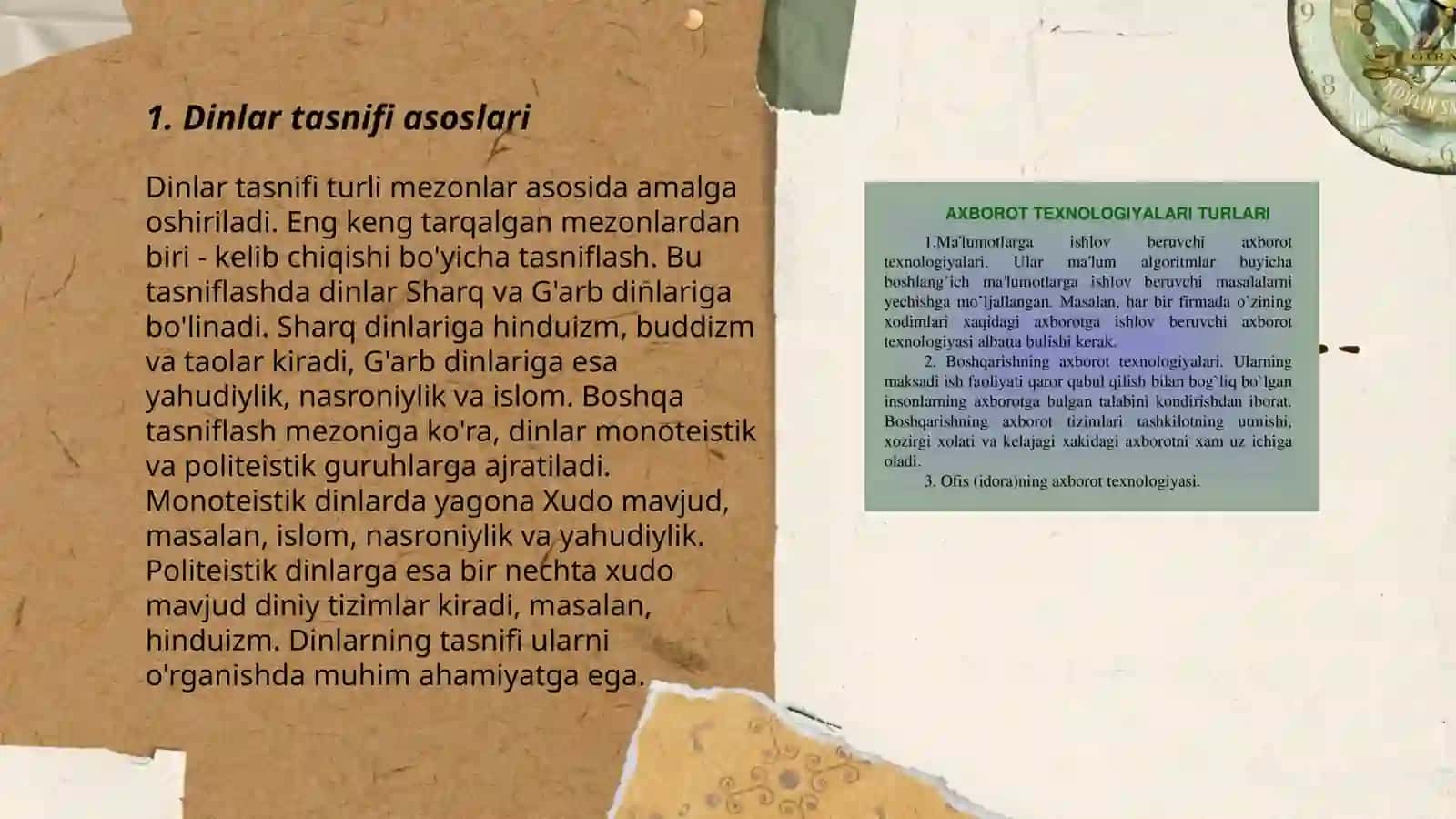 Dinlar tasnifi.Dinning ijtimoiy vazifalari 3