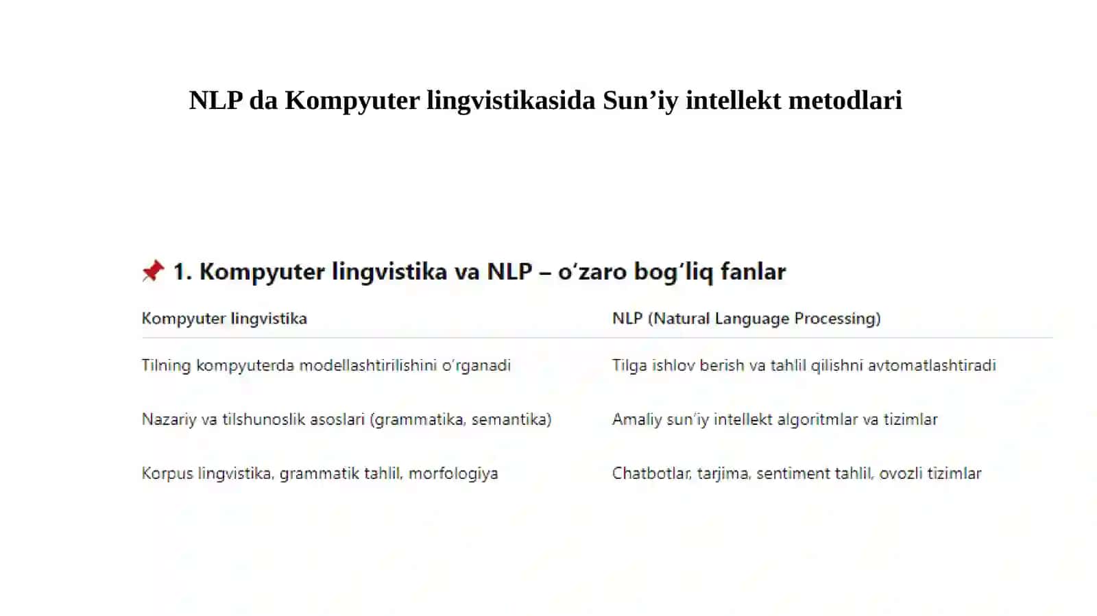 Kompyuter lingvistikasida sun'iy intellekt metodlari 3